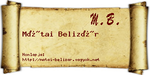 Mátai Belizár névjegykártya